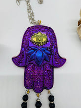 Load image into Gallery viewer, Purple And Gold Hand of Fatima Wall Art