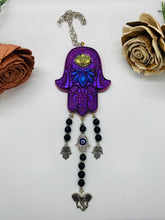 Load image into Gallery viewer, Purple And Gold Hand of Fatima Wall Art