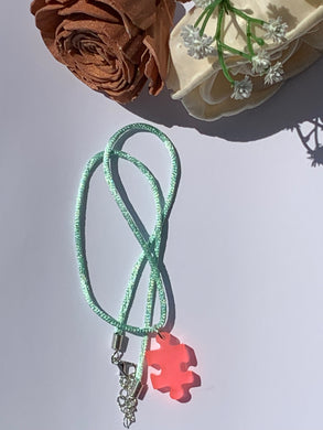 Glow In The Dark Resin Puzzle Pendant Necklace