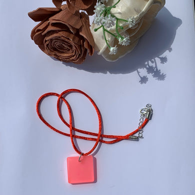 Glow In The Dark Resin Square Pendant Necklace