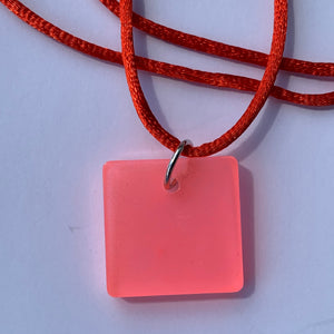 Glow In The Dark Resin Square Pendant Necklace