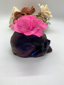 Black and Pink Skull with Rose