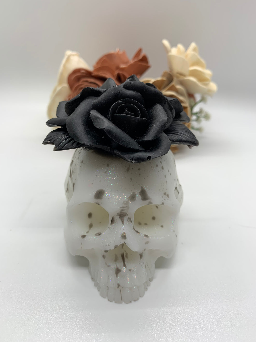 Black and White Skull with Rose