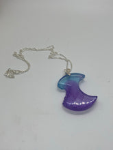 Load image into Gallery viewer, Blue and Purple Half Moon Druzy Pendant Necklace