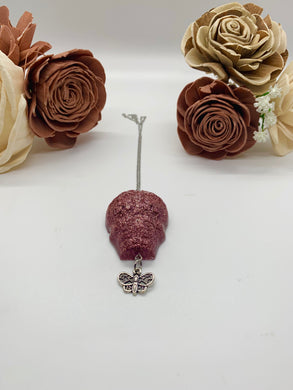 Rose Gold Sugar Skull Rear View Mirror Charm