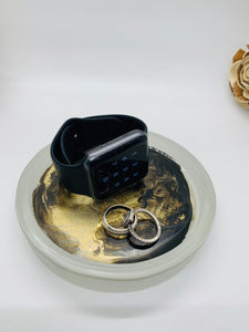 Black and Gold Swirl Jewelry Dish