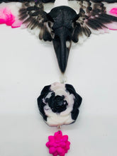 Load image into Gallery viewer, Black White and Magenta Winged Skull Wall Hanging