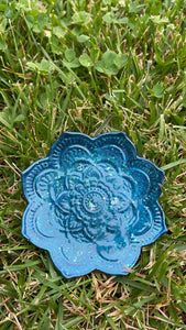 Teal Glitter Mandala Trinket Dish