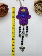 Load image into Gallery viewer, Purple And Gold Hand of Fatima Wall Art