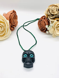 Black Skull With Eyes Rear View Mirror Charm
