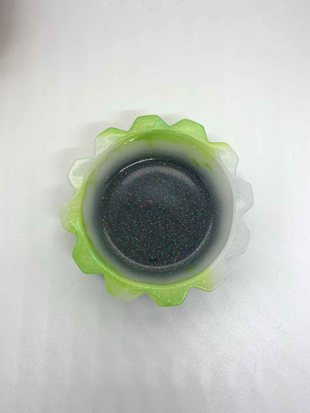Green White & Black Crystal Dish