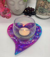 Load image into Gallery viewer, Teal and Magenta Heart Candle Dish