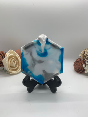 Blue Mini Crow Skull Hexagon Jewelry Dish