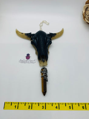 Black and Gold Cow Skull Wall Hanging