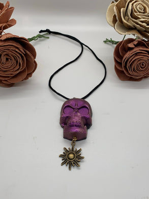 Magenta Metallic Skull Rear View Mirror Charm