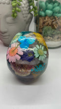 Load image into Gallery viewer, Floral and Crystal Filled Resin Skull