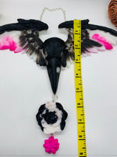 Load image into Gallery viewer, Black White and Magenta Winged Skull Wall Hanging
