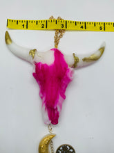 Load image into Gallery viewer, Pink and Gold Cow Skull Wall Hanging