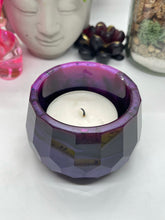 Load image into Gallery viewer, Perfectly Purple Faceted Crystal Candle Holder