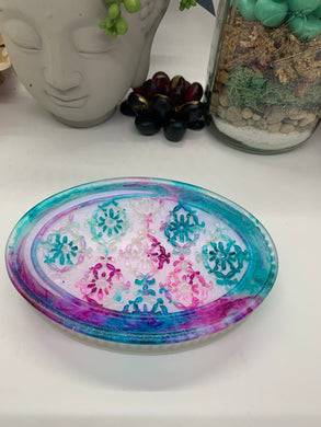 Magenta and Teal Trinket Dish/ Soap Tray