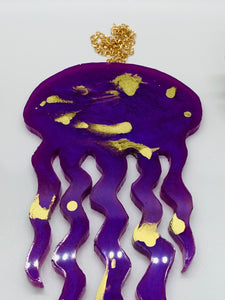 Purple and Gold Jellyfish Wall Hanging