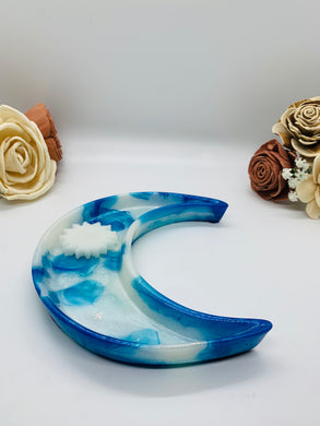 White and Blue Moon Trinket/ Jeweley Dish