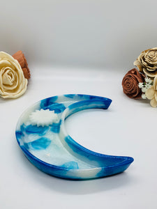 White and Blue Moon Trinket/ Jeweley Dish