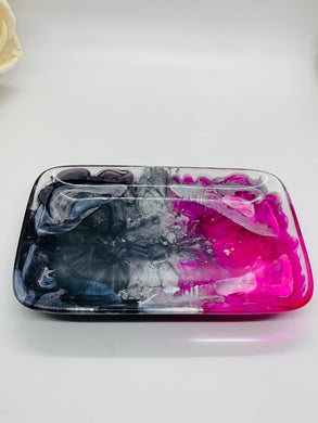 Black and Magenta Rectangle Trinket Dish