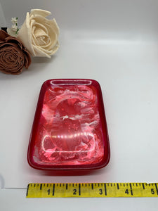 Red and White Marble Rectangle Trinket Dish