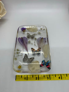 Flower and Butterfly Rectangle Trinket Dish