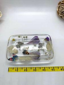 Flower and Butterfly Rectangle Trinket Dish