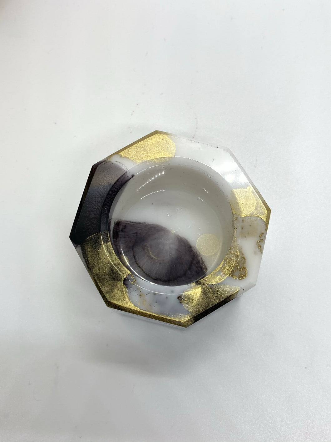 Black White and Gold Crystal Ring  Dish
