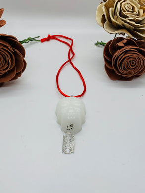 White Skull Razor Rear View Mirror Charm