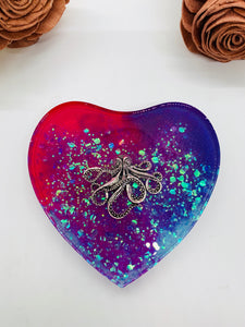 Octopus Glitter Heart With Stand