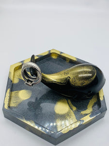Black and Gold Whale Hexagon Trinket Dish