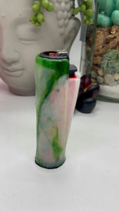 White and Green Shimmer Clipper Lighter Sleeve