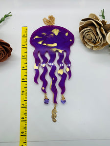 Purple and Gold Jellyfish Wall Hanging