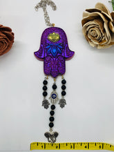 Load image into Gallery viewer, Purple And Gold Hand of Fatima Wall Art