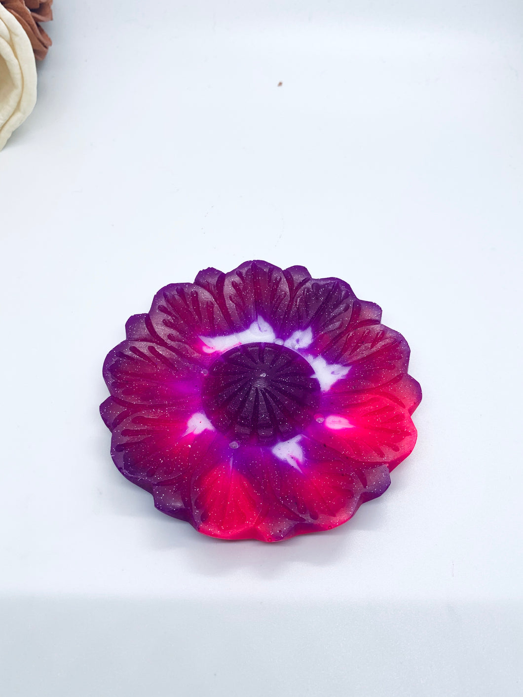 Pink and Purple Swirl Flower Incense Burner