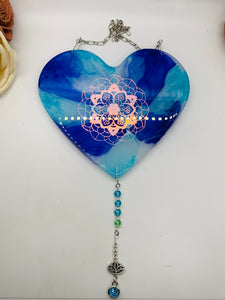 Holographic Mandala Heart Wall Hanging