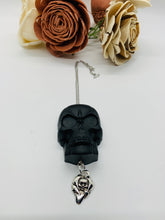 Load image into Gallery viewer, Black Skull Rear View Mirror Charm