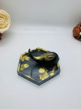 Load image into Gallery viewer, Black and Gold Whale Hexagon Trinket Dish