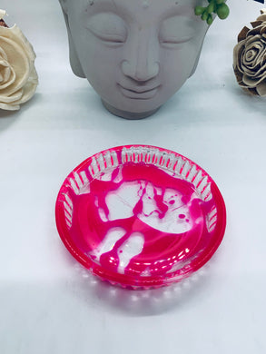 Neon Pink Splatter Crystal Dish