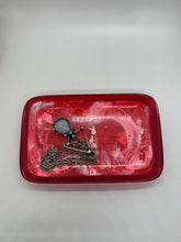 Load image into Gallery viewer, Red and White Marble Rectangle Trinket Dish