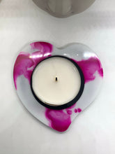 Load image into Gallery viewer, Magenta and White Heart Votive