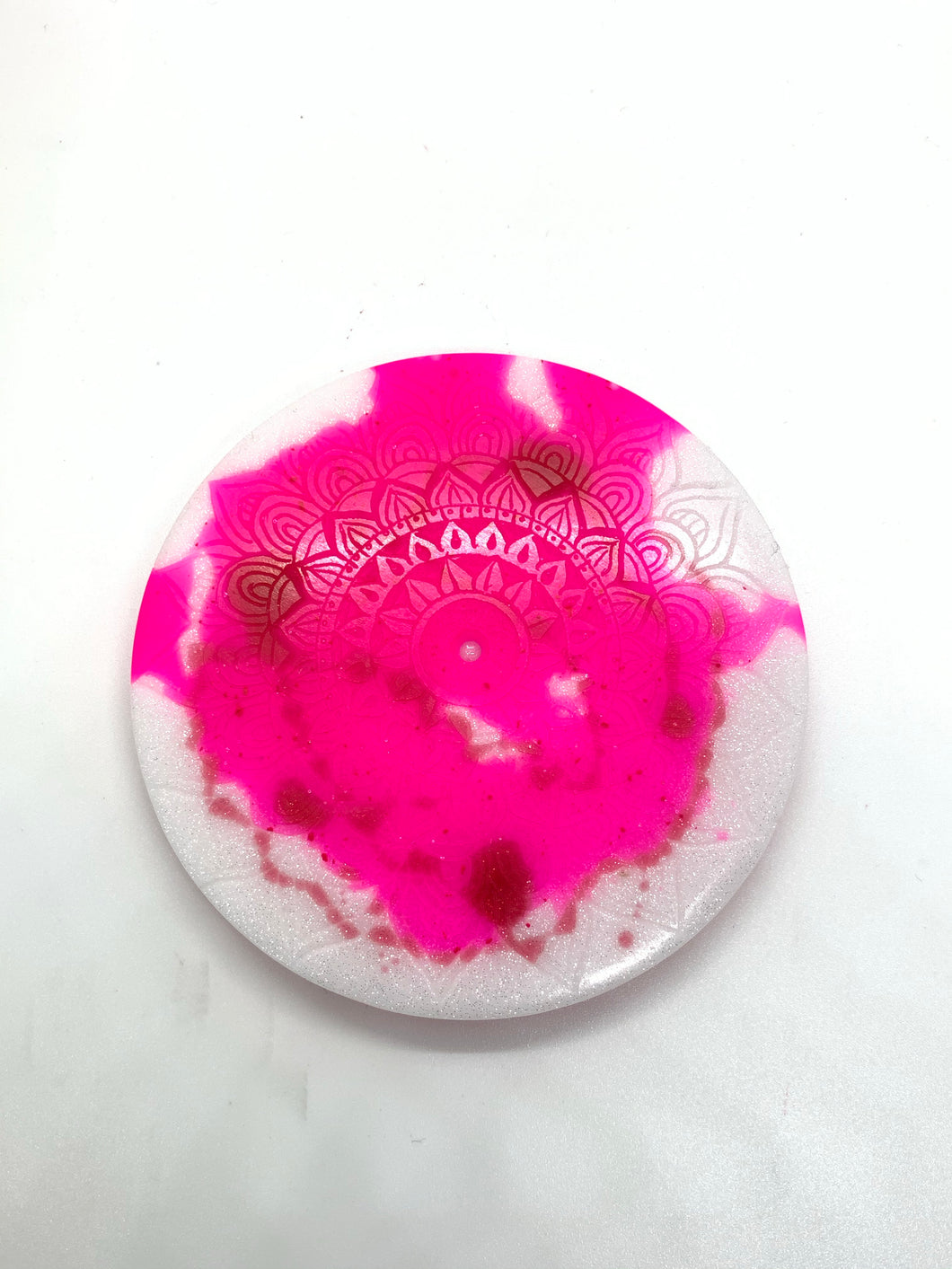 Pink and white Splatter Mandala Incense Burner