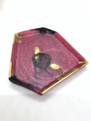 Red Black and Gold Polygon Trinket Dish