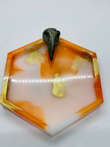 Orange Mini Crow Skull Hexagon Dish