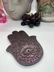 Coppery Hand Of Fatima Incense Holder