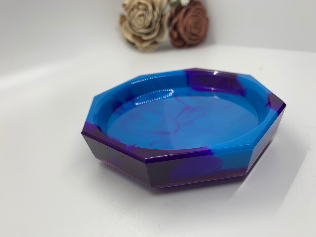Blue and Purple Swirl Octagon Dish